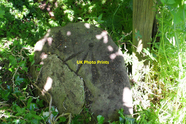 Photo 6"x4" Benchmark on post beside Bedale Beck Little Crakehall c2012
