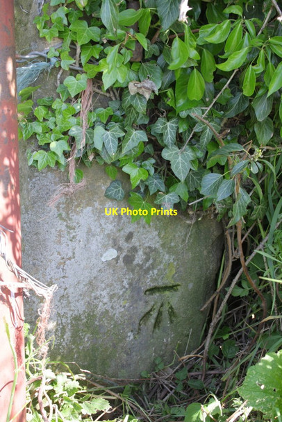 Photo 6"x4" Benchmark on Kirkbridge road gatepost Little Crakehall c2012