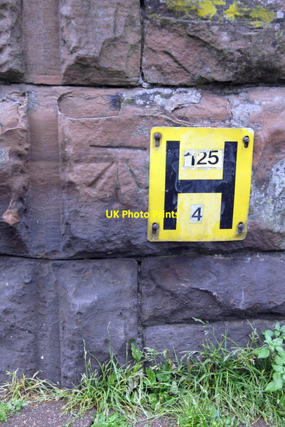 Photo 6"x4" Benchmark and hydrant sign on Senhouse Street shop Maryport\/NY0336 c2012