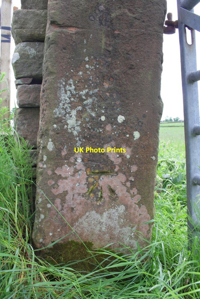 Photo 6"x4" Benchmark on gatepost beside B6413 Lazonby c2012