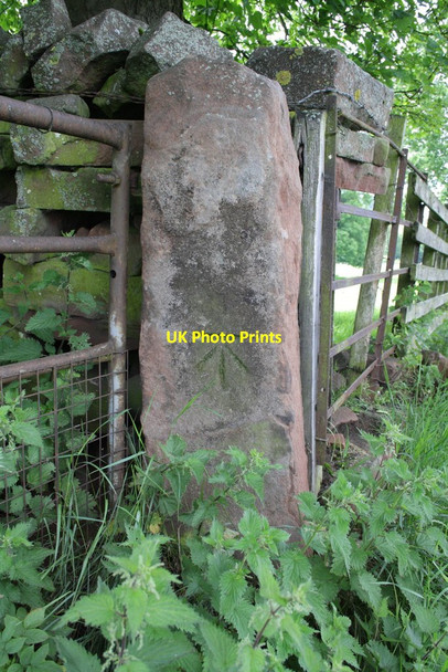 Photo 6"x4" Benchmark on gatepost of Fiddlers Lane Lazonby c2012