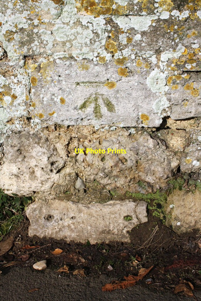 Photo 6"x4" Benchmark on Godstow Road wall opposite carpark Wolvercote c2012