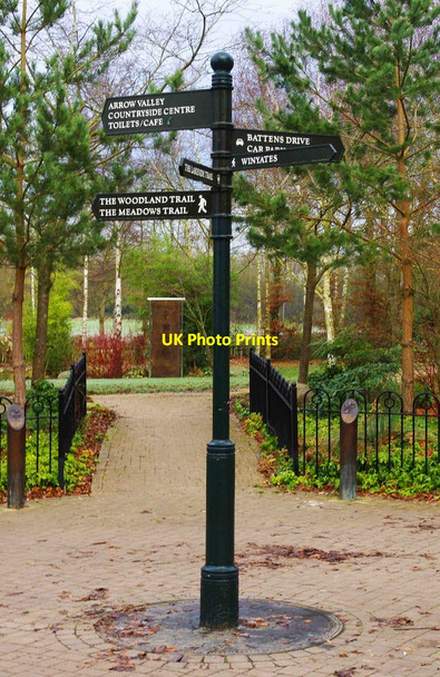Photo 6"x4" Signpost at junction of paths, Arrow Valley Country Park, Redditch Redditch c2012