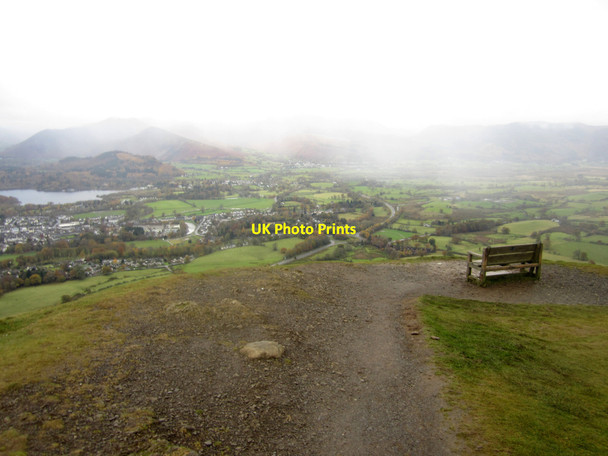 Photo 6"x4" Viewpoint and bench beside footpath to Latrigg summit Keswick\/NY2623 c2012