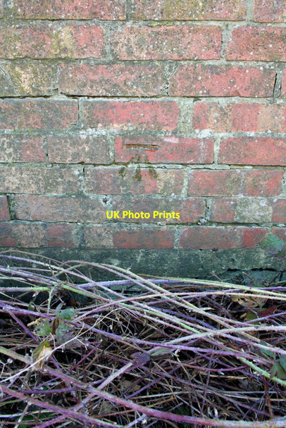 Photo 6"x4" Benchmark on roadside wall at Little Wick Charney Bassett c2012