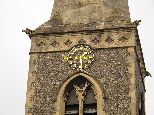 Photo 6"x4" Holy Trinity church clock Carshalton c2012