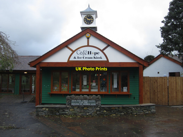 Photo 6"x4" Front of Cafe and Jubilee Clock, Hope Park, Keswick Keswick\/NY2623 c2012
