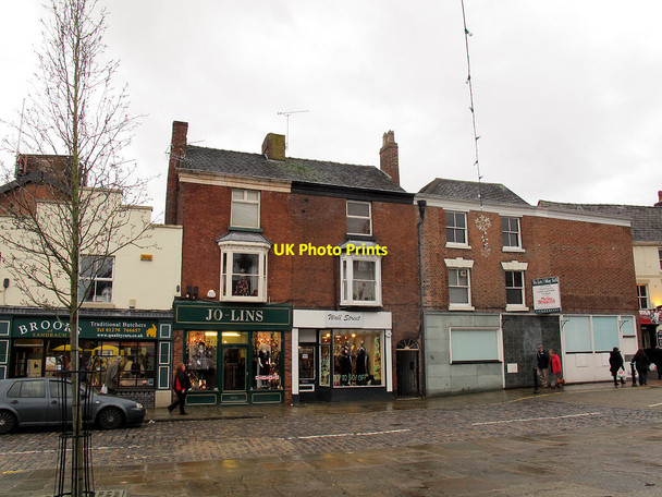 Photo 6"x4" Shops and closed bank Sandbach c2012