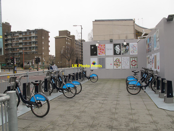 Photo 6"x4" Cycle docking station at Southwark tube station London c2013