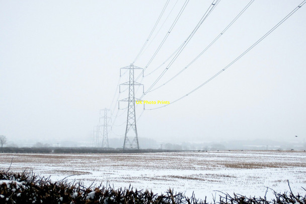 Photo 6"x4" Pylons across the fields Padbury c2013