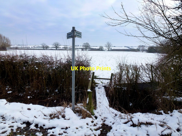 Photo 6"x4" Diverging footpaths at Welland stone Welland Stone c2013