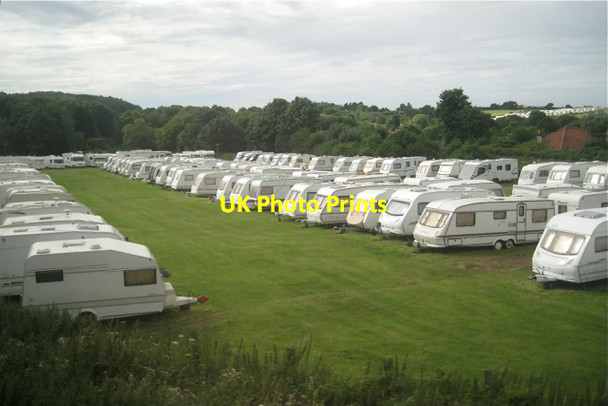 Photo 6"x4" Caravan parking in a field by the railway Cromer\/TG2142 c2012