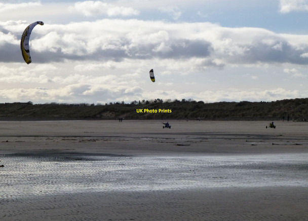 Photo 6"x4" Kite buggies on Hadston sands Low Hauxley c2013