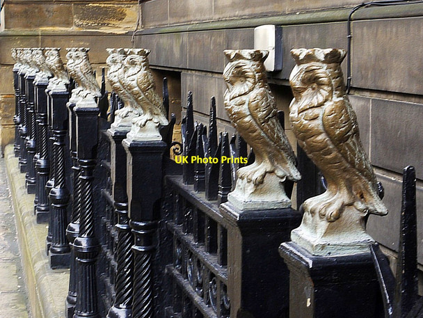 Photo 6"x4" Owl railings, Leeds Central Library, Calverley Street Leeds\/SE3034 c2013