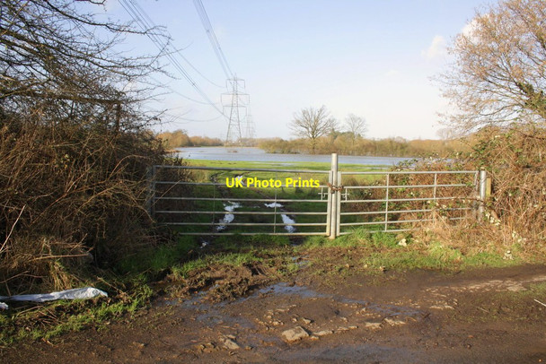 Photo 6"x4" Flooded field with electricity pylon from Sandford Lane Little London\/SP5201 c2013