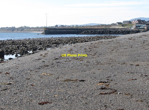 Photo 6"x4" View west along the shingle beach towards the Kilkeel Harbour entrance Kilkeel c2011