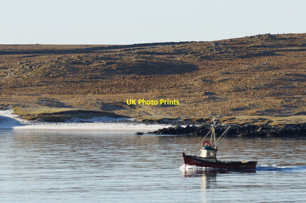 Photo 6"x4" Small fishing boat passing Skeo Taing, Baltasound Ordale c2013