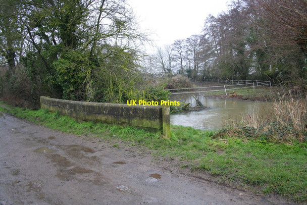 Photo 6"x4" Bridge over stream in flood, Mill Road Marcham c2013