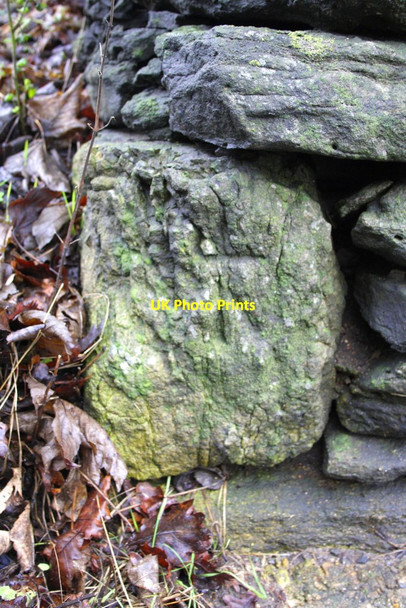 Photo 6"x4" Benchmark on wall angle, Frilford Road Marcham c2013