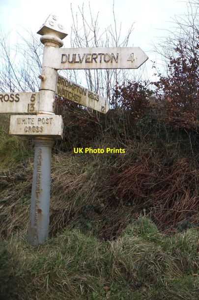 Photo 6"x4" Signpost at White Post Cross Brompton Regis c2013