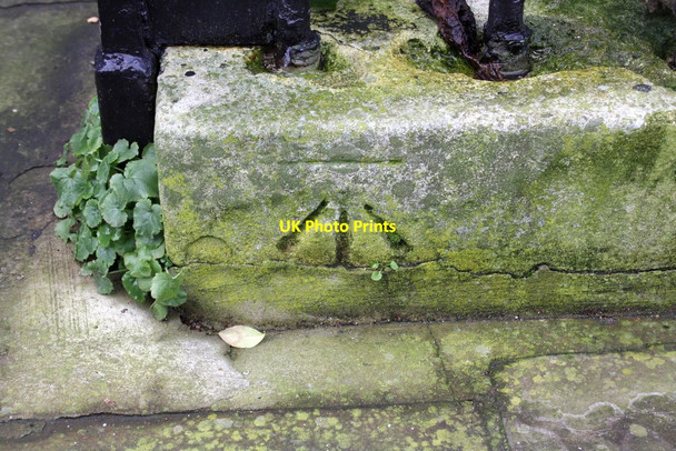 Photo 6"x4" Benchmark on wall fronting #34A Pembroke Square Kensington\/TQ2579 c2013