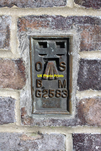 Photo 6"x4" Benchmark on buttress of St Teresa's Church Hall Filton c2013