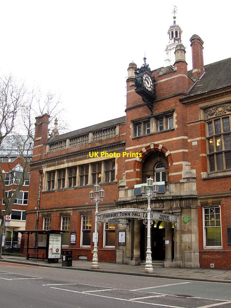 Photo 6"x4" Finsbury Town Hall - entrance and clock London c2013