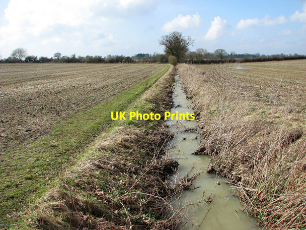 Photo 6"x4" Drainage ditch separating fields between Mundham and Seething Mundham c2013