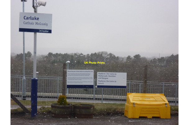 Photo 6"x4" Rural South Lanarkshire : Snowtime At Carluke Station Carluke c2013