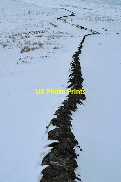 Photo 6"x4" Snow drifts by a drystane dyke Broadmeadows\/NT4130 c2013