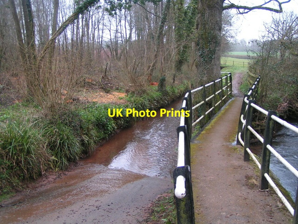 Photo 6"x4" Ford and footbridge on Watery Lane Kittisford c2013