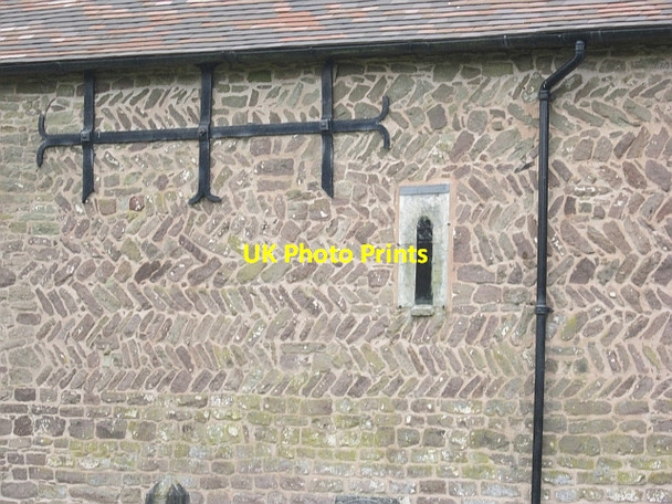 Photo 6"x4" Herringbone stone work, All Saints Culmington Culmington c2013