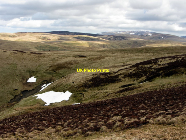 Photo 6"x4" Snow patches at the head of Hind Hope Upper Hindhope c2013