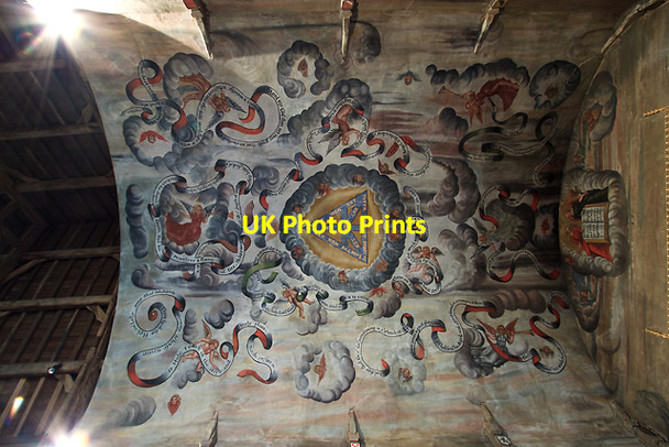 Photo 6"x4" St Mary's church, Bromfield - 17th century painted ceiling (detail) Bromfield\/SO4876 c2013