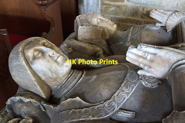 Photo 6"x4" St John the Baptist church, Kinlet - tomb-chest of Sir John Blount & wife (detail) Kinlet c2013