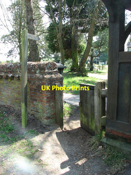 Photo 6"x4" Gate on path through All Saints' churchyard, Worlingham Beccles c2013