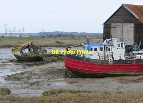 Photo 6"x4" Boats on Oare Creek Faversham c2013