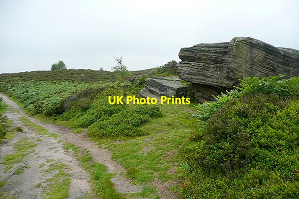 Photo 6"x4" Gritstone outcrop on Stanton Moor Birchover c2012