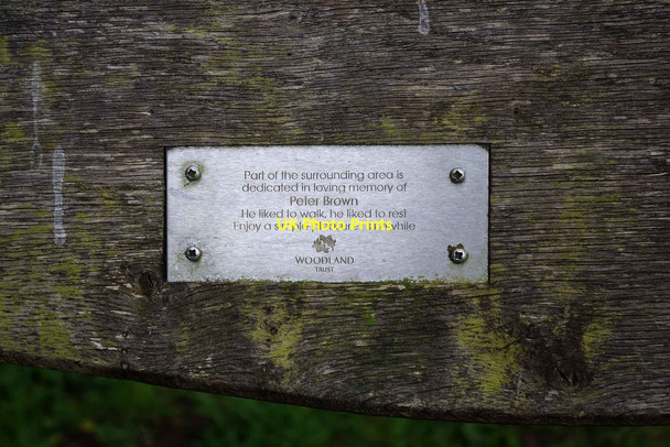 Photo 6"x4" Plaque on seat by western edge of Bunkers Hill Wood, Staffs Stourbridge c2011