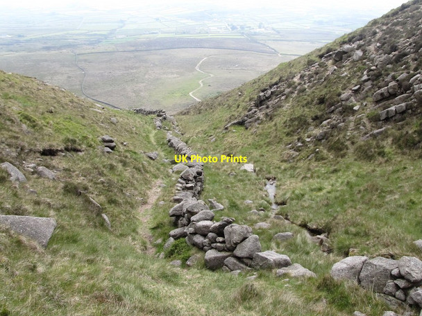 Photo 6"x4" Path, wall and stream on the south side of Slieve Binnian Attical c2011