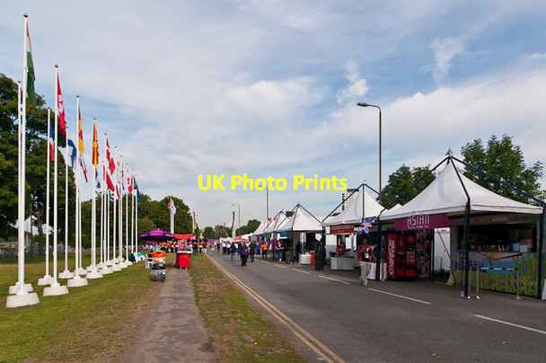 Photo 6"x4" Catering stalls, London 2012 shooting venue  Woolwich c2012