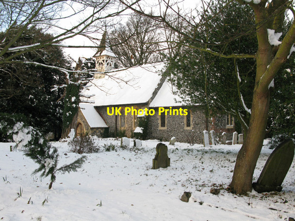 Photo 6"x4" Ham church in the snow Ham\/TR3254 c2010