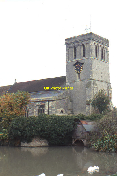 Photo 6"x4" Haddenham: St Mary's church and duckpond Haddenham\/SP7408 c1996