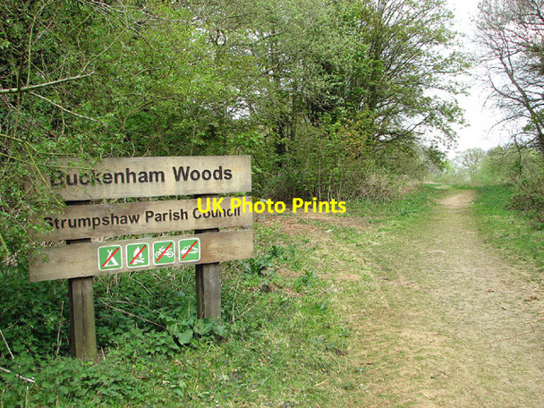 Photo 6"x4" Sign by the entrance to Buckenham Woods Hassingham c2013
