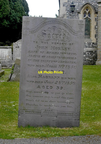 Photo 6"x4" A Leicestershire tombstone in Rickmansworth churchyard Rickmansworth c2013