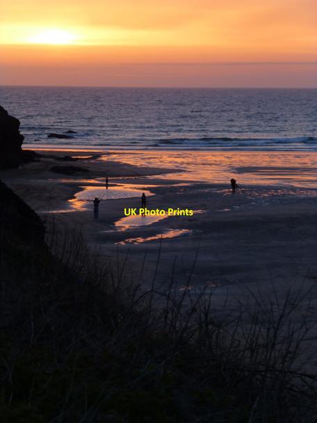 Photo 6"x4" Cornish sunset Porthcothan c2013