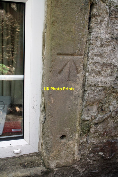 Photo 6"x4" Benchmark on stone side of window on the Old Saw Mill Skipton c2013