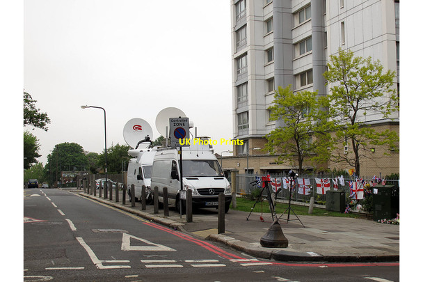 Photo 6"x4" Outside broadcast vans on Rectory Place Woolwich c2013