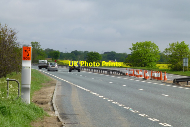 Photo 6"x4" A19 lay-by with emergency telephone Crathorne c2013