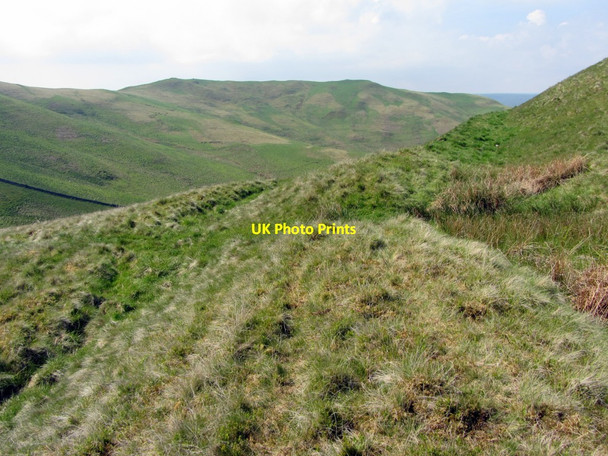 Photo 6"x4" Linear earthwork below Hunthall Hill Upper Hindhope c2013
